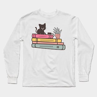 Books and Cats World Book Day for Book Lovers Library Reading Long Sleeve T-Shirt